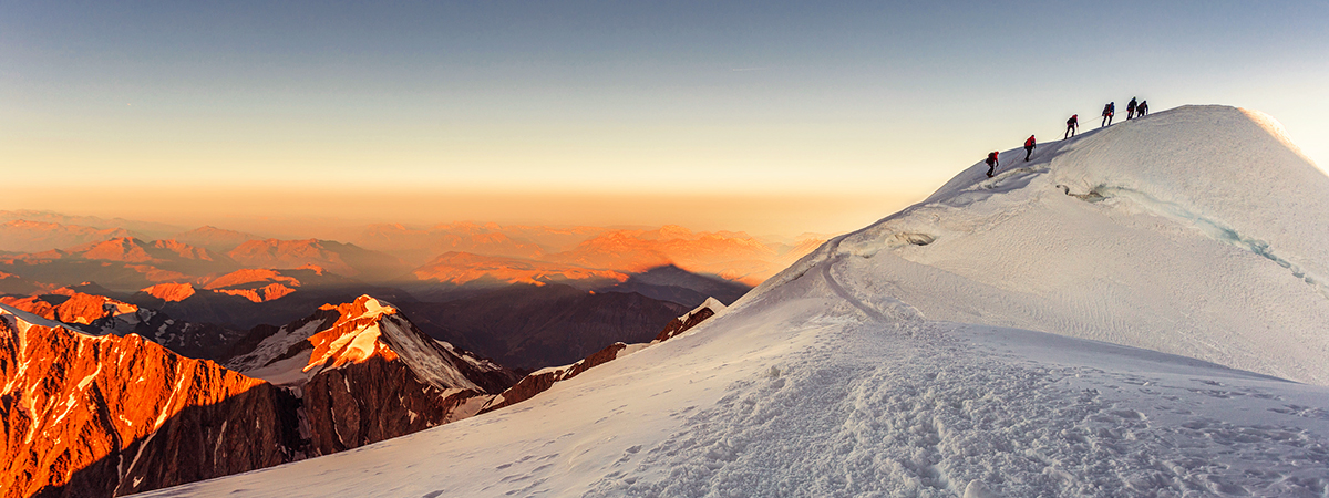 Being guided by a high mountain guide for the Mont-Blanc